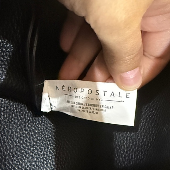 Aeropostale Black Faux Leather Shoulder Tote Bag - Picture 2 of 10